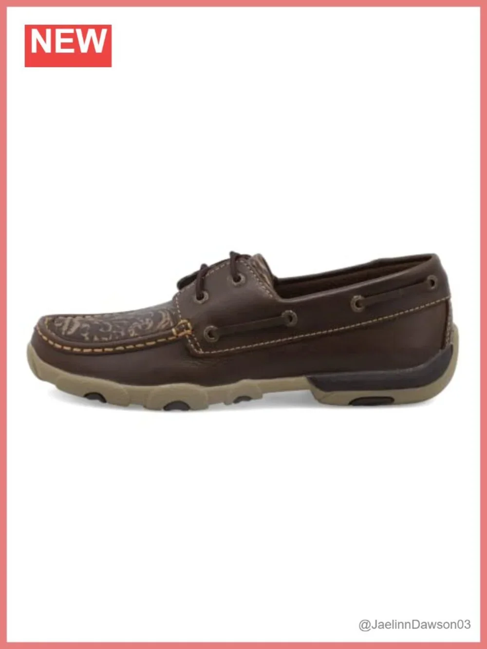 Twisted X Women's Leather Boat Shoe Driving Moc Lace-Up Comfort